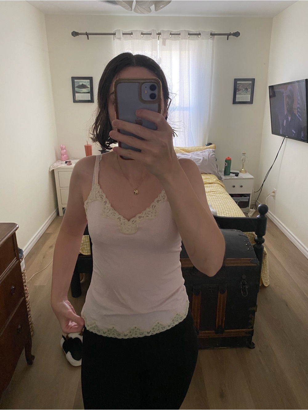 Vintage Banana Republic Blush Pink Lace-Trim Camisole